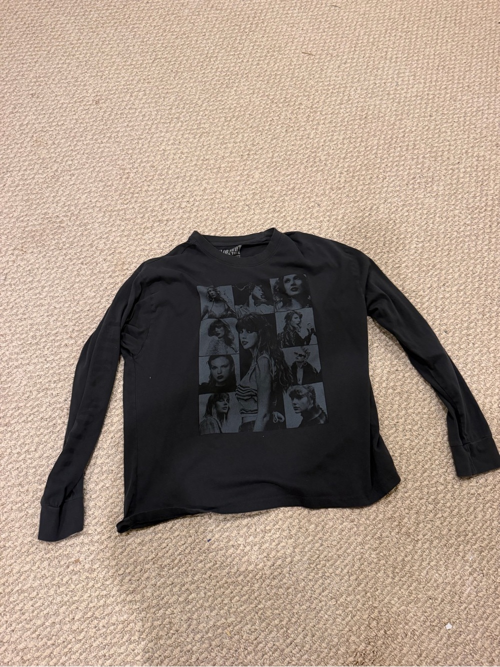 Taylor Swift Black Long-Sleeve Collage Graphic Tee